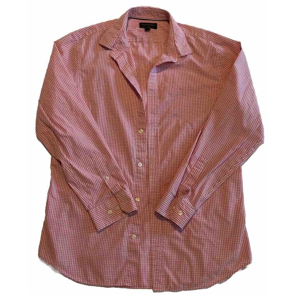 Banana Republic Classic Red Gingham Long Sleeve Button Shirt‎ Slim L Preppy